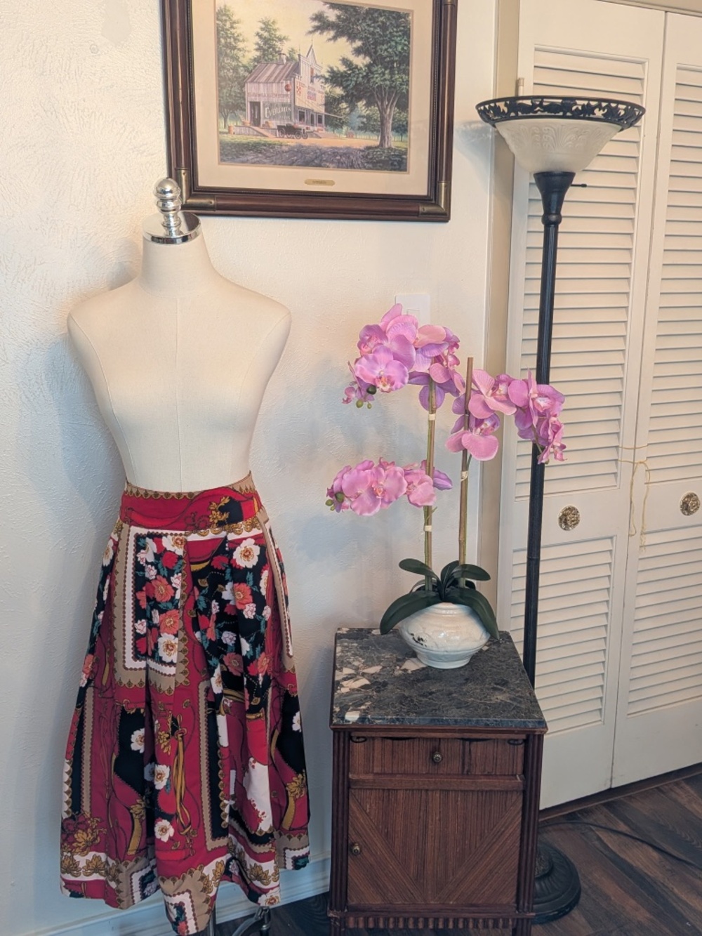 7th Avenue Design Studio Skirt Women Size 8 Multicolor Floral Equestrian